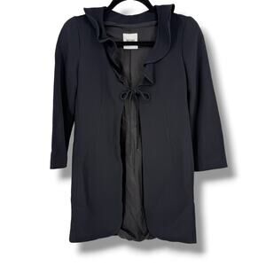Vtg Y2K Moschino Cheap and Chic Black Ruffle Tie Front Jacket Womens Sz 6 IT 40